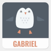 フェスティバルおもしろいかわいいペンギンパーソナライズされたチルドレン スクエアシール (正面)