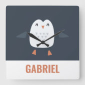 フェスティバルおもしろいかわいいペンギンパーソナライズされたチルドレン スクエア壁時計 (正面)