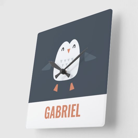 フェスティバルおもしろいかわいいペンギンパーソナライズされたチルドレン スクエア壁時計 (傾斜)