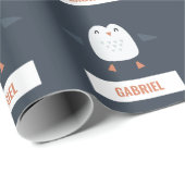 フェスティバルおもしろいかわいいペンギンパーソナライズされたチルドレン ラッピングペーパー (ロールコーナー)