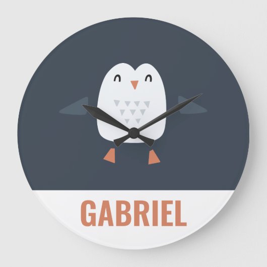 フェスティバルおもしろいかわいいペンギンパーソナライズされたチルドレン ラージ壁時計 (正面)