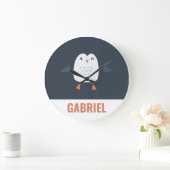 フェスティバルおもしろいかわいいペンギンパーソナライズされたチルドレン ラージ壁時計 (ホーム)