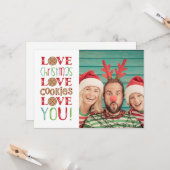 フェスティバルおもしろいかわいい家族のクリスマスフォト カード (正面/裏面インサイチュ)