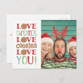 フェスティバルおもしろいかわいい家族のクリスマスフォト ポストカード (正面/裏面)