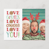 フェスティバルおもしろいかわいい家族のクリスマスフォト ポストカード (正面)