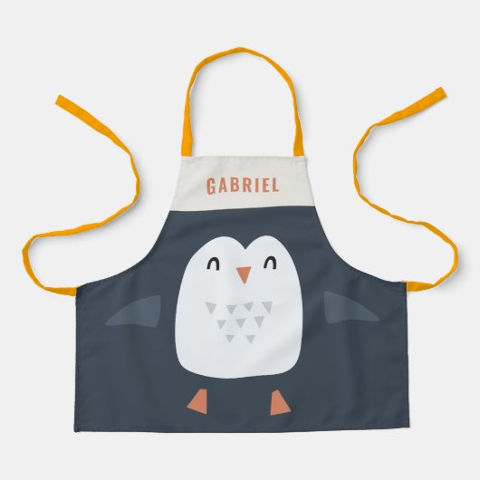 フェスティバルおもしろいキュートパーソナライズされたペンギン エプロン (正面)