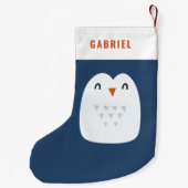 フェスティバルおもしろいキュートパーソナライズされたペンギン スモールクリスマスストッキング (裏面)