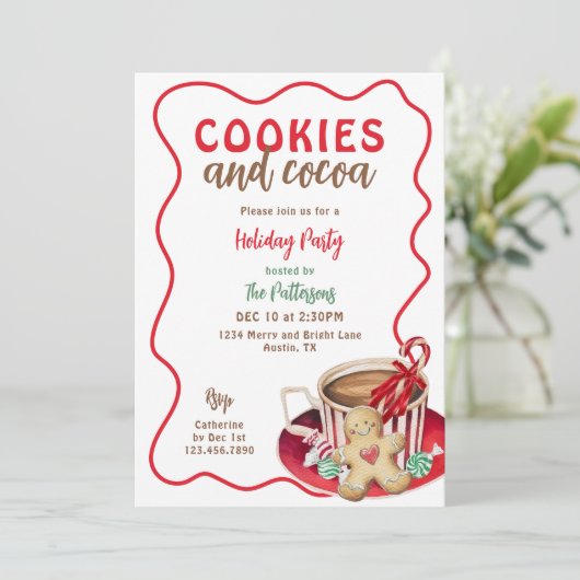 フェスティバルおもしろいクッキーとホットココアクリスマスパーティー 招待状 (スタンド正面)