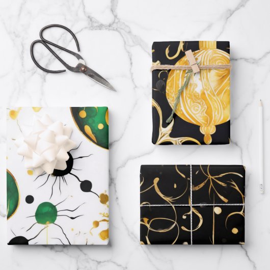 フェスティバルおもしろいクリスマスボール ラッピングペーパーシート (正面)