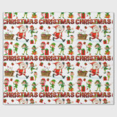 フェスティバルおもしろいクリスマス小妖精や小人ホリデーラッピング紙 ラッピングペーパー (フラット)