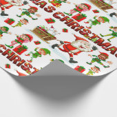 フェスティバルおもしろいクリスマス小妖精や小人ホリデーラッピング紙 ラッピングペーパー (角)