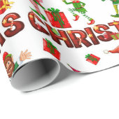 フェスティバルおもしろいクリスマス小妖精や小人ホリデーラッピング紙 ラッピングペーパー (ロールコーナー)