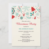 フェスティバルおもしろいグリーンレッドクリスマスパーティの招待状 招待状 (正面)