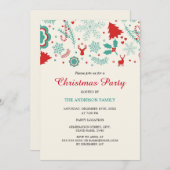 フェスティバルおもしろいグリーンレッドクリスマスパーティの招待状 招待状 (正面/裏面)