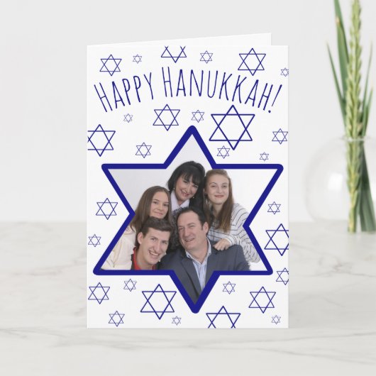フェスティバルおもしろいスターのデイビッド写真フレームHanukkah シーズンカード (正面)