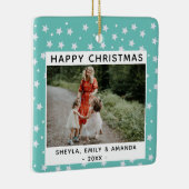 フェスティバルおもしろいターコイズ星模様の写真 セラミックオーナメント (右)