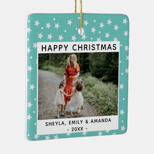 フェスティバルおもしろいターコイズ星模様の写真 セラミックオーナメント (右)