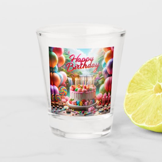 フェスティバルおもしろいハッピーバースデー ショットグラス (正面)