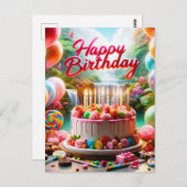 フェスティバルおもしろいハッピーバースデー ポストカード (正面/裏面)