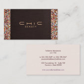 フェスティバルおもしろいブラウンリネンカラフルグリッタールック 名刺 (正面/裏面)