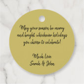 フェスティバルおもしろいブラック&金ゴールドインクルーシブホリデーギフト フェイバータグ (裏面)