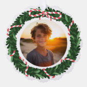 フェスティバルおもしろいホリデーリースカスタムフォトレター オーナメントカード (正面)