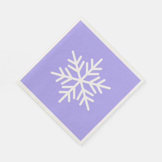 フェスティバルおもしろいホワイトアルパインスノーフレークオンライトパープル スタンダードランチョンナプキン (角)