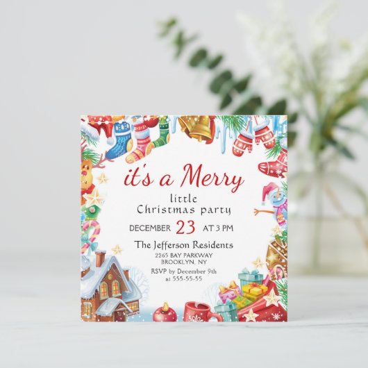フェスティバルおもしろいリトルメリークリスマスパーティーホリデイ 招待状 (スタンド正面)