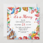 フェスティバルおもしろいリトルメリークリスマスパーティーホリデイ 招待状 (正面)