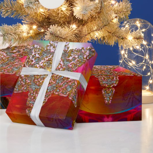 フェスティバルおもしろいロマンチックなクリスマススノーフレーク ラッピングペーパー (クリスマス)