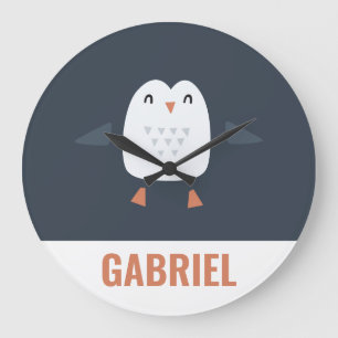 フェスティバルおもしろい可愛いペンギンパーソナライズされたの子ども ラージ壁時計