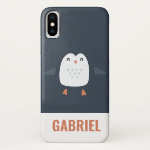 フェスティバルおもしろい可愛いペンギンパーソナライズされたの子ども iPhone X ケース