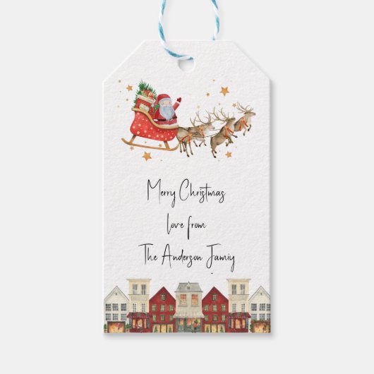 フェスティバルおもしろい水の色の家族クリスマス ギフトタグ (正面)