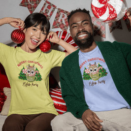 フェスティバルおもしろい：ベージュ&グリーンキュートクリスマス Tシャツ