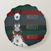 フェスティバルおもしろい「メリー」ヒツードンキーラマストライプの ラウンドクッション (裏面)