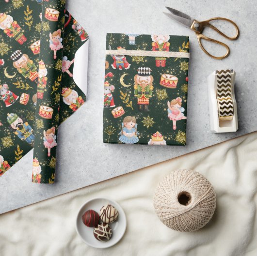 フェスティバルお洒落かわいいくるみ割りバレエ人形 ラッピングペーパー (クラフト)