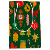 フェスティバルお洒落オーナメント&トナカイのクリスマス ミディアムペーパーバッグ (正面)