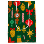 フェスティバルお洒落オーナメント&トナカイのクリスマス ミディアムペーパーバッグ (裏面)