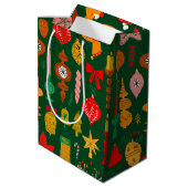 フェスティバルお洒落オーナメント&トナカイのクリスマス ミディアムペーパーバッグ (裏面アングル)