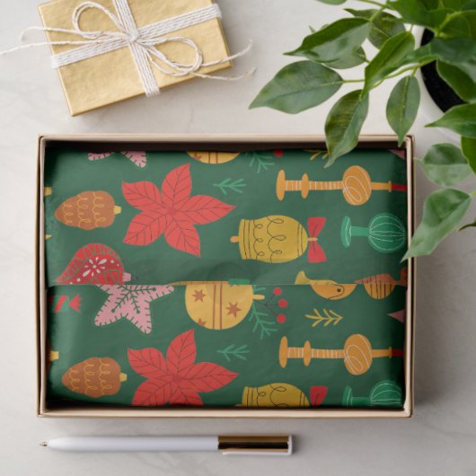 フェスティバルお洒落オーナメント&トナカイのクリスマス 薄葉紙 (ギフト)