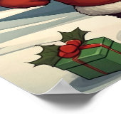 フェスティバルお洒落クリスマスサンタイラストレーション ポスター (角)