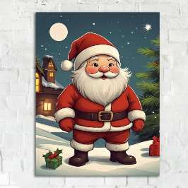 フェスティバルお洒落クリスマスサンタイラストレーション ポスター