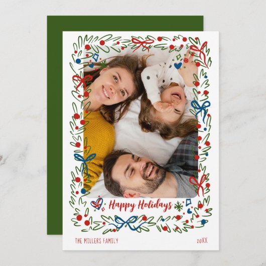 フェスティバルお洒落クリスマスフォトカードリース シーズンカード (正面/裏面)