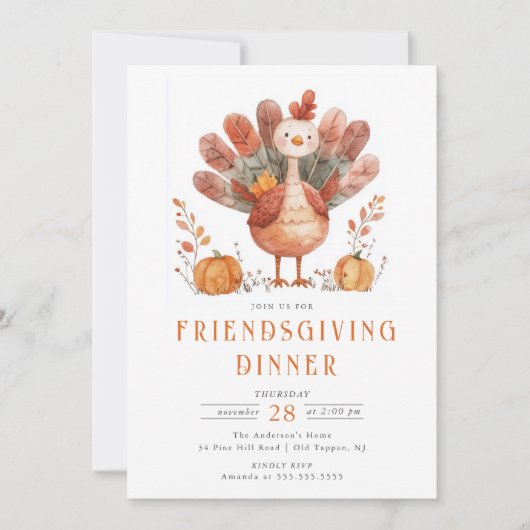 フェスティバルお洒落ターキーサンクスギビング招待状 招待状 (正面)