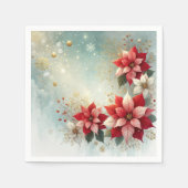 フェスティバルお洒落ポインセチア雪のデコップス スタンダードカクテルナプキン (正面)