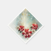 フェスティバルお洒落ポインセチア雪のデコップス スタンダードカクテルナプキン (角)