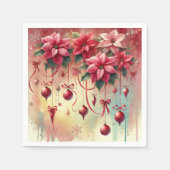 フェスティバルお洒落ポインセチアBaubles Decopage スタンダードカクテルナプキン (正面)