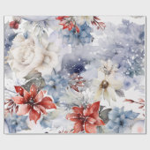 フェスティバルお洒落ヴィンテージスノークリスマス花模様 ラッピングペーパー (フラット)