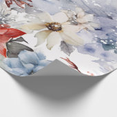 フェスティバルお洒落ヴィンテージスノークリスマス花模様 ラッピングペーパー (角)