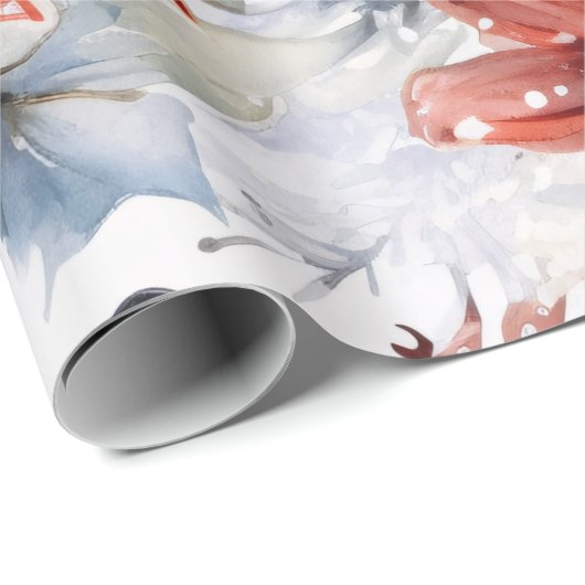 フェスティバルお洒落ヴィンテージスノークリスマス花模様 ラッピングペーパー (ロールコーナー)